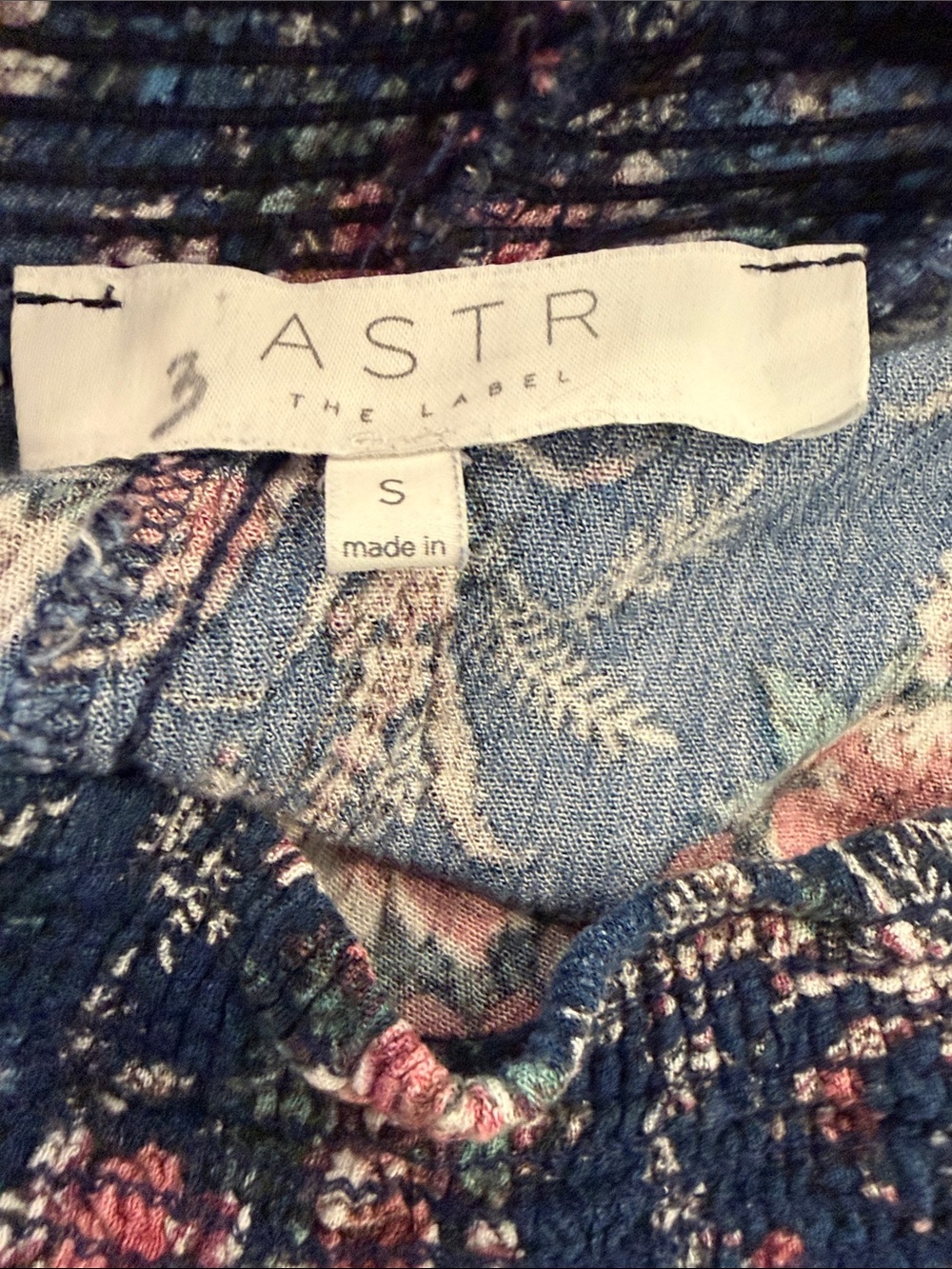 ASTR The Label Floral Bell Bottom Pants Small Navy Pink Boho Flare Festival - Picture 2 of 11